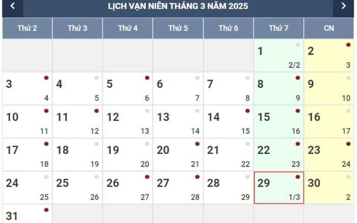 29/3 là ngày gì? Là ngày thứ bao nhiêu ở trong năm