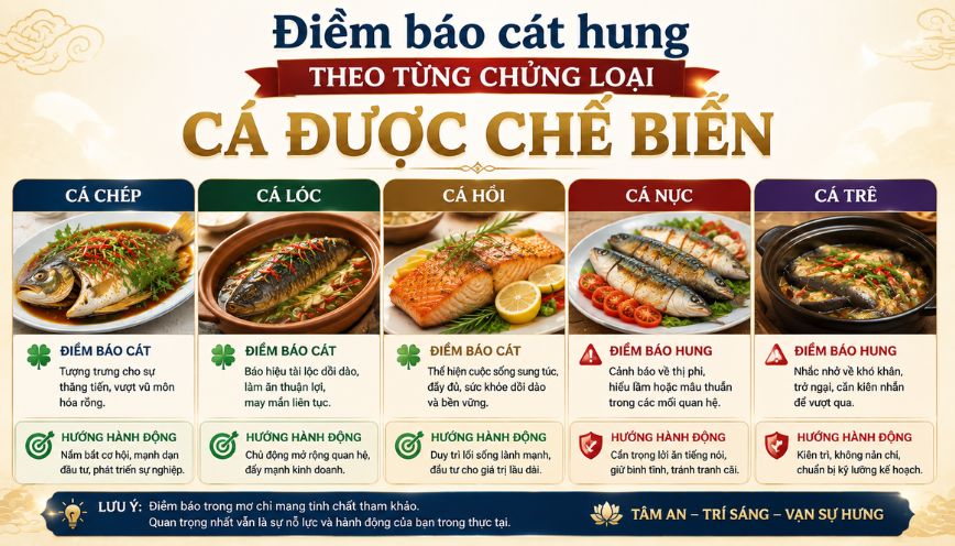 Điềm báo cát hung theo từng chủng loại cá được chế biến