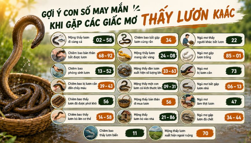 Gợi ý con số may mắn khi gặp các giấc mơ thấy lươn khác