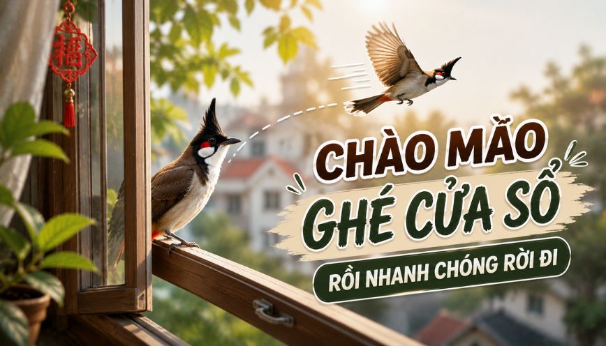Chào mào ghé cửa sổ rồi nhanh chóng rời đi
