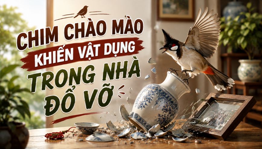 Chim chào mào khiến vật dụng trong nhà đổ vỡ